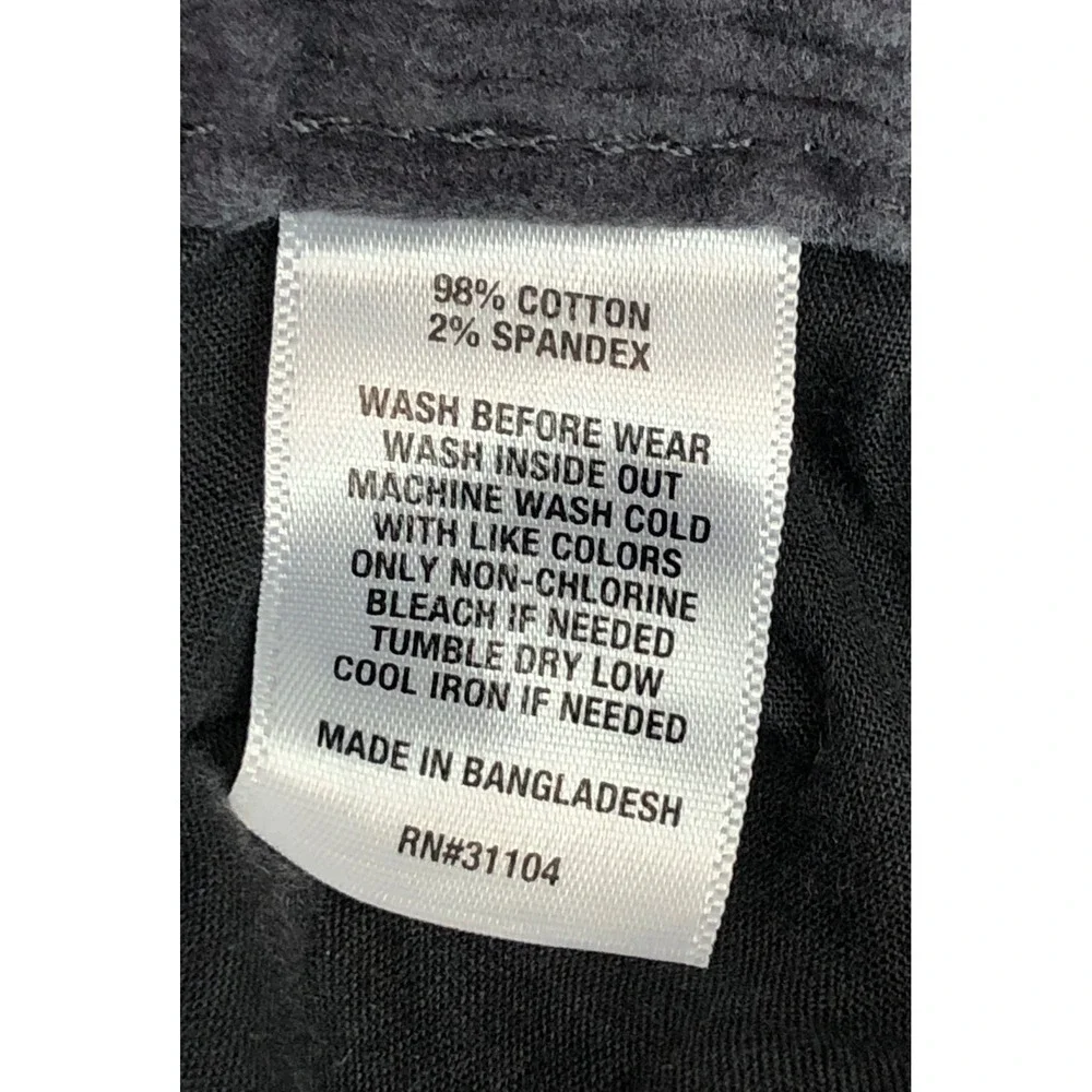 True Craft Mens Charcoal Gray Corduroy‎ Straight Leg Pants 34x34 Stretch Cotton